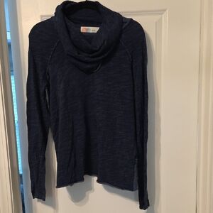 Cozy Heathered Navy Cowl Neck Women's Sweater